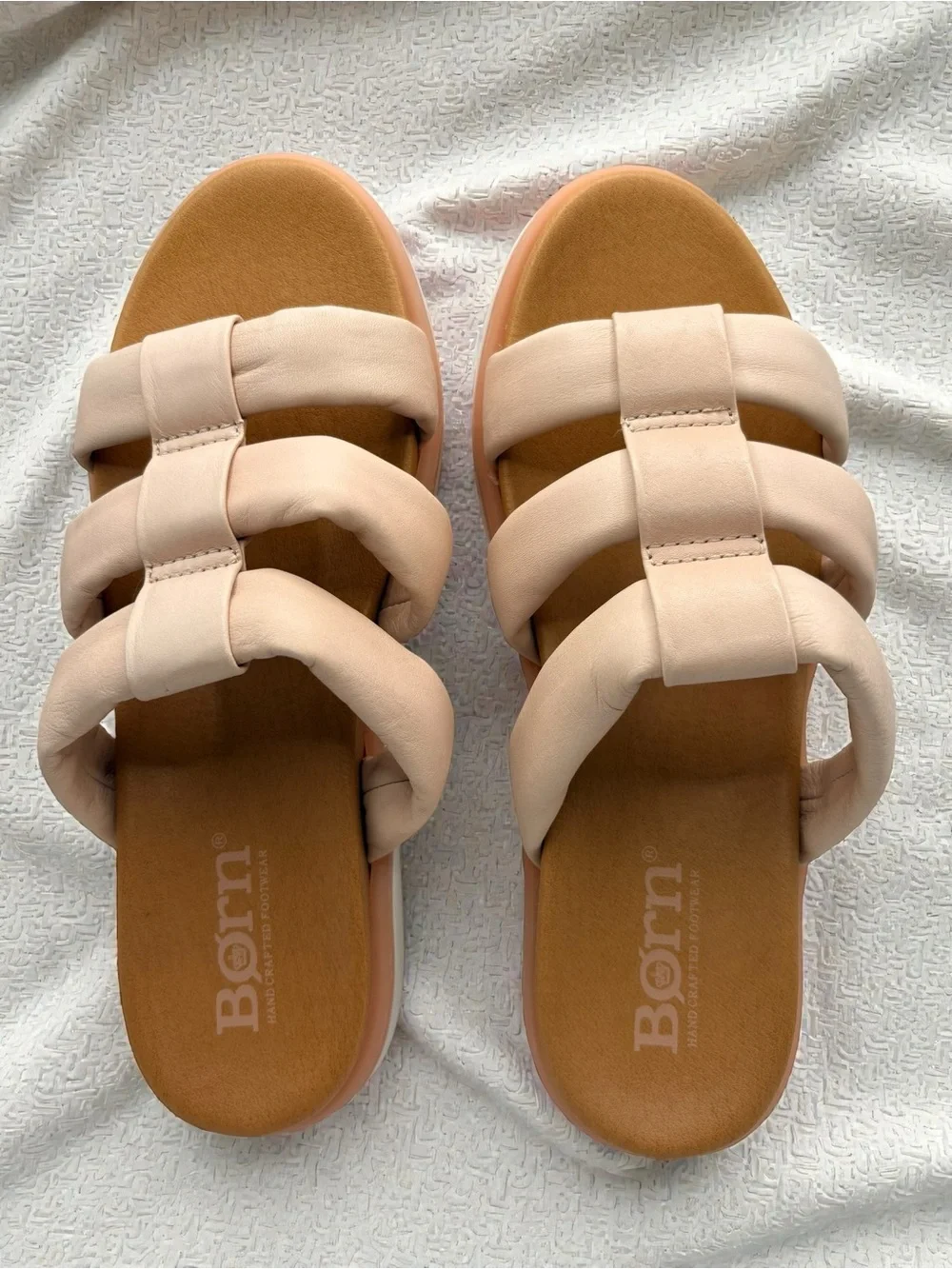 Born Khelli Leather Slide Sandals Women’s size 10M Blush Nude Comfort Slides